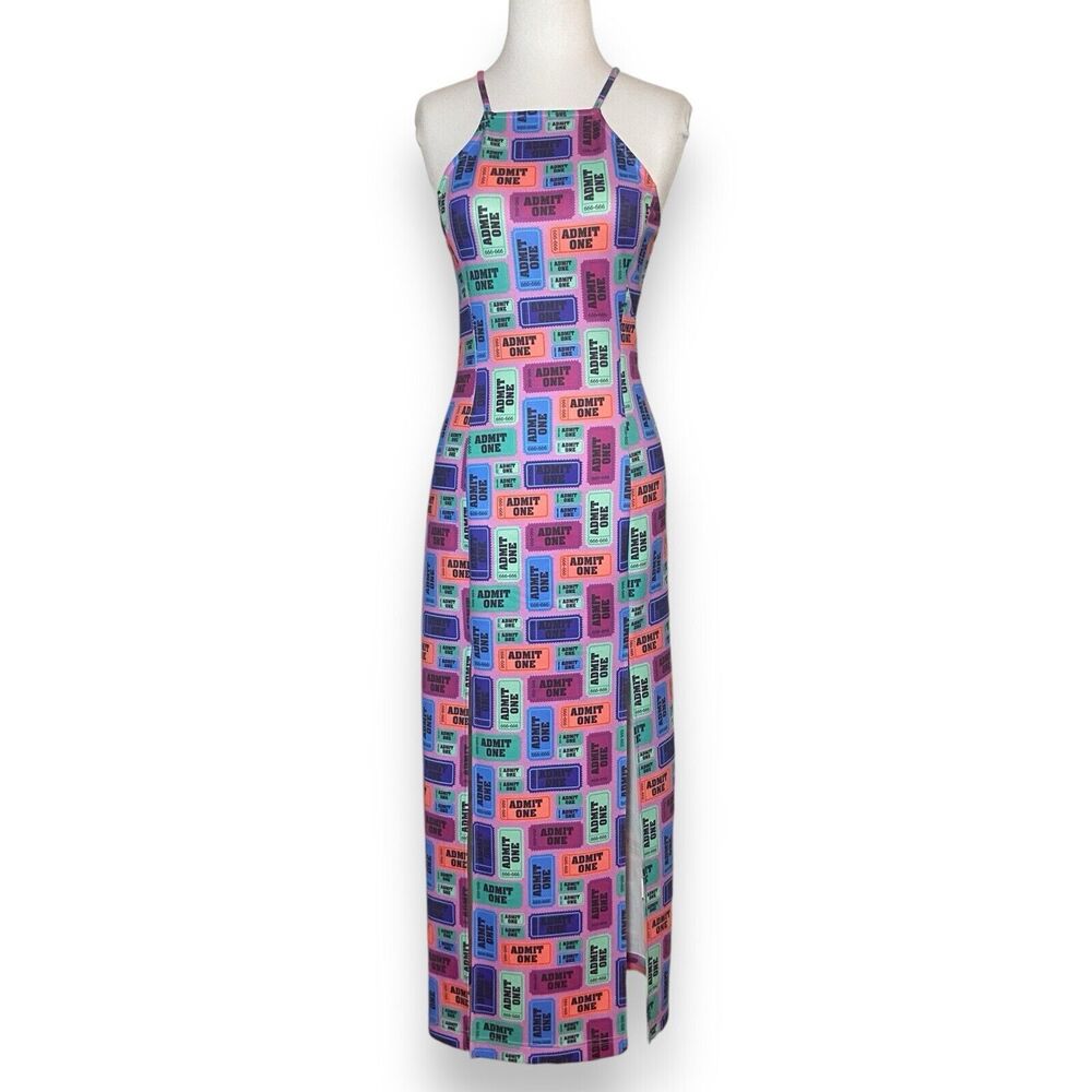 Hayley Elsaesser Women Admit One Ticket Print Dress Size L Multicolor Sleeveless
